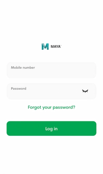 Step 3: Log in to your Maya account using your Mobile number and password